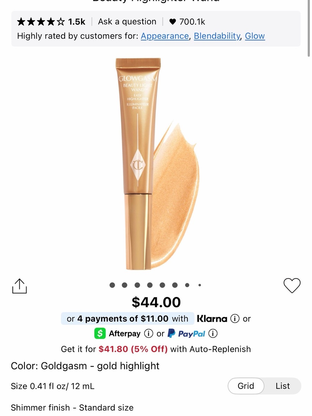 Charlotte Tilbury Goldgasm Illuminating Highlighter Wand — Goldgasm New!